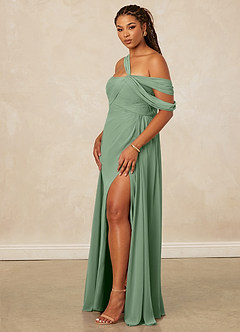 Christian Siriano Bridal for Azazie 1014 Bridesmaid Dresses Matcha A-Line Off the Shoulder Chiffon Dress image14