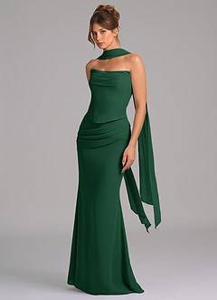 Azazie Sorrel Bridesmaid Dresses Dark Green Mermaid Corset Chiffon Dress image5