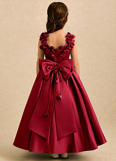 Azazie Eden Robe Demoiselle D'honneur Fillette Robe Princesse en Mat Satiné Plissé Écarlate image1