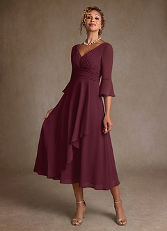 Azazie Aerynne Mother of the Bride Dresses Cabernet A-Line Pleated Chiffon Dress image3