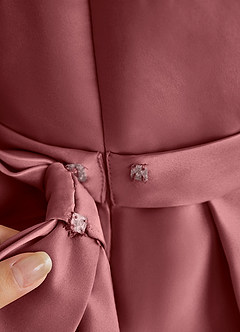 Azazie Princess Blumenmädchenkleider A-Linie Plissee Matte Satin Kleid Amethyst image7