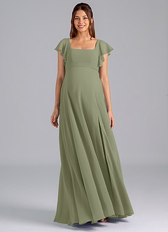 Azazie Bondi Maternity Bridesmaid Dresses A-Line Ruched Chiffon Floor-Length Dress image3