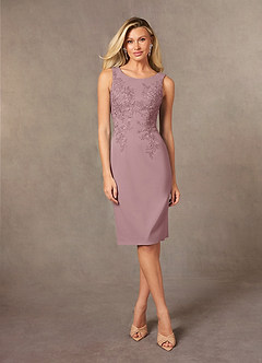 Azazie Ryne Mother of the Bride Dresses Dusty Rose Sheath Lace Dress image3
