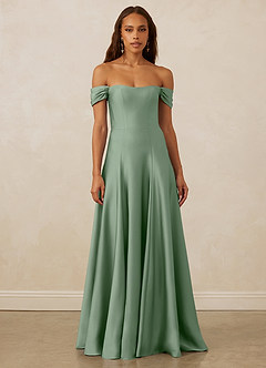 Christian Siriano Bridal for Azazie 1002 Bridesmaid Dresses Matcha A-Line Off the Shoulder Stretch Satin Convertible Dress image2