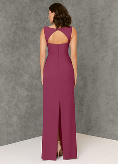 Azazie Flori Bridesmaid Dresses Mulberry Sheath Square Neckline Chiffon Dress image2