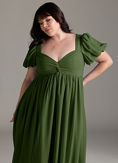 Azazie Madisynn Maternity Bridesmaid Dresses Bow Chiffon Floor-Length Dress image9