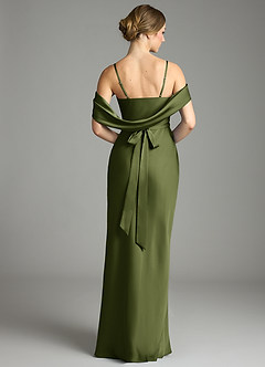 Azazie Malaya 신부 들러리 드레스 인어 주름진 스트레치 새틴 바닥 길이 드레스 image7