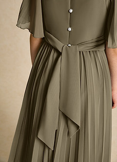 Azazie Gisele Flower Girl Dresses Willow Green A-Line Pleated Chiffon Dress image7
