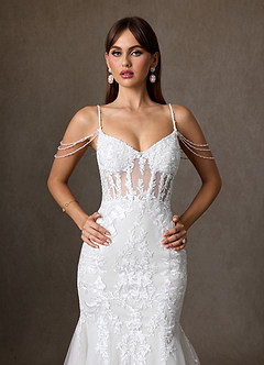 Azazie Denise Suknie ślubne Syrena Cekiny Tiul Pociąg Kapliczny Sukienka image6