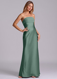 Azazie Ailanie Brudtärnklänningar Klä av Tubklänning i Stretch Satin Axelbandslös Eukalyptus image5