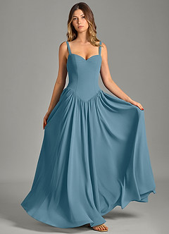 Azazie Evadina Suknie dla druhen Linia A Gorset Szyfon Do ziemi Sukienka image1