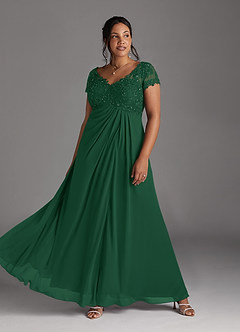 Azazie Jetta Mother of the Bride Dresses Dark Green A-Line Sequins Chiffon Dress image6