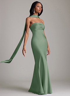 Azazie Saylor Brudtärnklänningar Klä av Sjöjungfru i Stretch Satin Axelbandslös Matcha image10