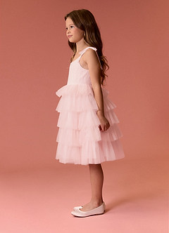 Barbie ♥ Azazie Flower Girl Dresses Blushing Pink A-Line Spaghetti Strap Tulle Dress image6