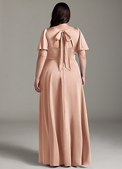Azazie Kimber Brudtärnklänningar Klänning av A-Line i Stretch Satin Ruched Roséguld image8