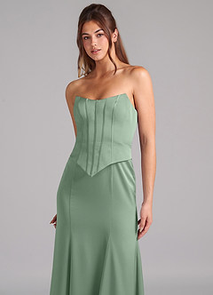 Azazie Ximena Bridesmaid Dresses Matcha Mermaid Corset Stretch Satin Convertible Dress image8