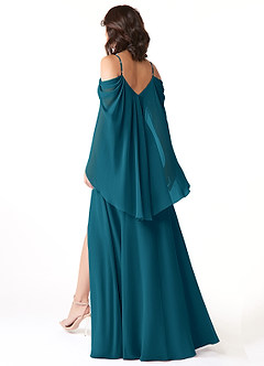 Azazie Cienna Abiti da Damigella Abito A-Line in Chiffon a Spalla Scoperta Blu Inchiostro image5