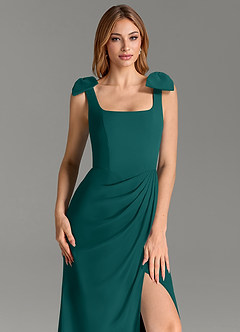 Azazie Adalynn Bridesmaid Dresses Peacock Mermaid Pleated Chiffon Dress image2