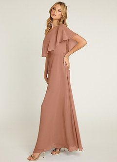 Azazie Lizzy Bridesmaid Dresses Bronzer A-Line One Shoulder Chiffon Dress image4