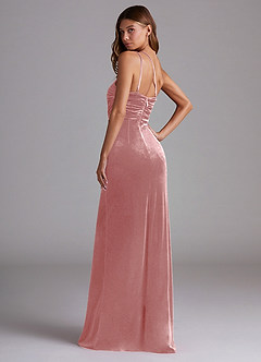 Azazie Eren Bridesmaid Dresses Dusty Rose Sheath One Shoulder Velvet Dress image5