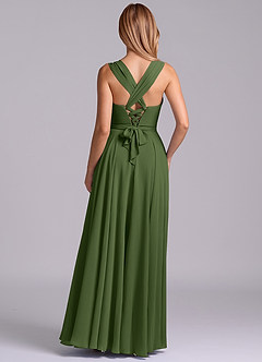 Azazie Darana Final Sale Olive A-Line Corset Chiffon Dress image7