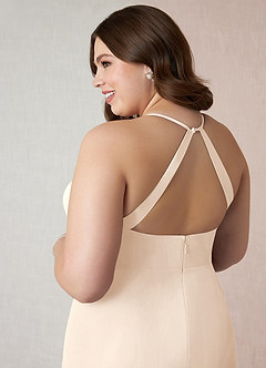 Azazie Becca Brautjungfernkleider Etui V-Hals Chiffon Kleid Alabaster Weiß image11