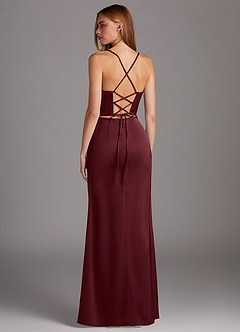 Azazie Brookelle Bridesmaid Dresses Cabernet Sheath Sweetheart Corset Stretch Satin Dress image3