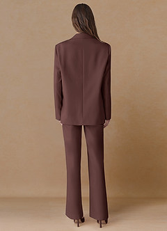 front Marina Espresso Refined Weave Straight-Leg Pants