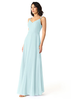 Azazie Janine Bridesmaid Dresses Sea Glass A-Line V-Neck Chiffon Dress image2