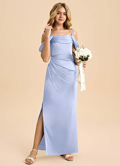 Azazie Saige Junior Klä av Tubklänning i Stretch Satin Av axeln image4