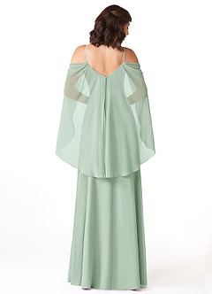Azazie Cienna Bridesmaid Dresses Agave A-Line Off the Shoulder Chiffon Dress image2