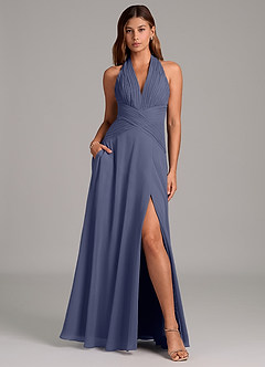 Azazie Elizabeth Bridesmaid Dresses Stormy A-Line Pleated Chiffon Dress image1