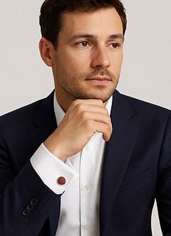 front Rounded Stretch Satin Cufflinks