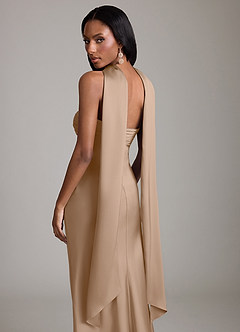 Azazie Saylor Brudtärnklänningar Klä av Sjöjungfru i Stretch Satin Axelbandslös Taupe image7