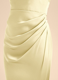 Azazie Renna Junior A-Linie Plissee Stretch-Satin Kleid Zitronensorbet image7