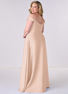 Barbie ♥ Azazie Bridesmaid Dresses Blushing Pink A-Line Off the Shoulder Stretch Satin Convertible Dress image8