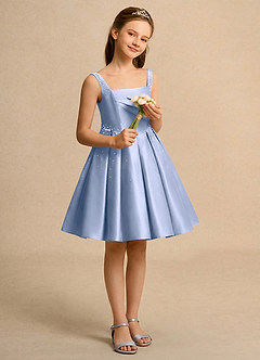 Azazie Jello vestidos de niña de las flores Vestido de Hielo de Satin Mate de Princesa con Plisado image4