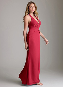 Azazie Valerie Bridesmaid Dresses Scarlet Mermaid Pleated Chiffon Dress image4