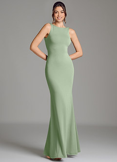 Azazie Gwen Bridesmaid Dresses Dusty Sage Mermaid Pleated Premium Stretch Jersey Dress image3