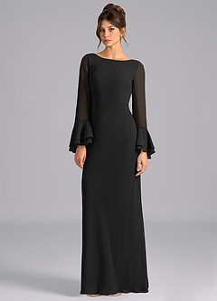 Azazie Leone Bridesmaid Dresses Black Mermaid Corset Chiffon Dress image5