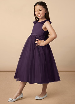 Azazie Dolly Flower Girl Dresses Plum A-Line Bow Tulle Dress image2