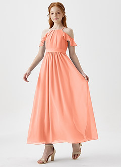 Azazie Chaya Junior Sunset A-Line Off the Shoulder Chiffon Dress image5