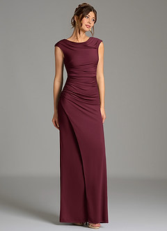 Azazie Chantal Bridesmaid Dresses Cabernet Mermaid Pleated Premium Stretch Jersey Dress image3