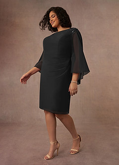 Azazie Carmela Mother of the Bride Dresses Black Sheath Lace Chiffon Dress image9