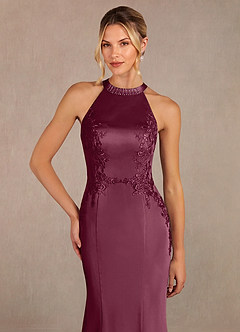 Azazie Tyra Mother of the Bride Dresses Mulberry Mermaid Lace Stretch Satin Dress image4