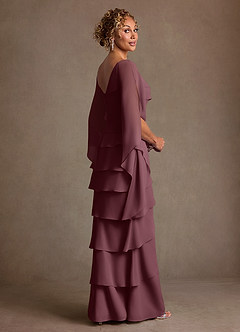 Azazie Arabinda Mother of the Bride Dresses Sangria Sheath Ruched Chiffon Dress image2