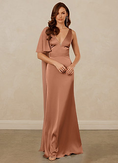 Christian Siriano Bridal for Azazie 1011 Kleider zum Anprobieren zu Hause Meerjungfrau-Linie Schleifen Stretch-Satin Kleid Bronzer image3