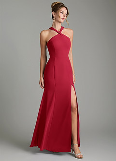 Azazie Rue Bridesmaid Dresses Scarlet A-Line Halter Chiffon Dress image1