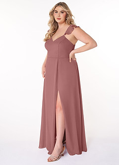 Azazie Everett Bridesmaid Dresses Desert Rose A-Line V-neck Ruched Chiffon Dress image8