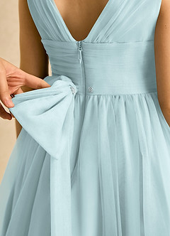 Azazie Macaron Jurken voor bloemenmeisjes A-Lijn Jurk van Tule Geplooid De Nevel image6